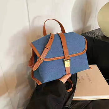 Женская мода джинсовые сумки через плечо осенние трендовые универсальные однотонные маленькие квадратные сумки женские повседневные сумки через плечо