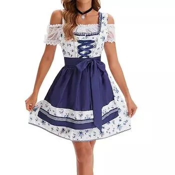 Женская мода Германия Октоберфест сценические костюмы XXL синий