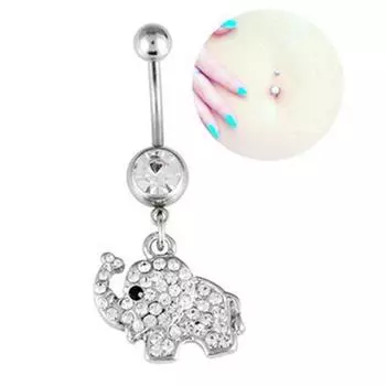 Женское модное кольцо для пирсинга пупка со стразами в виде слона
