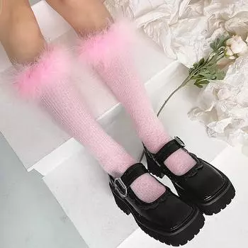 Женская мода H Теплые мягкие сплошные спортивные носки Средние чулки Зимние носки Модные кружевные носки средней длины Calcetines One Size синий