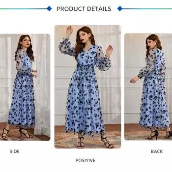 Женская мода и повседневное элегантное сетчатое платье в новом стиле с высокой талией XL серый