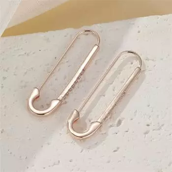 Женская мода Индивидуальные медные циркониевые серьги в форме скрепки Серьги с пряжкой One Size розовый