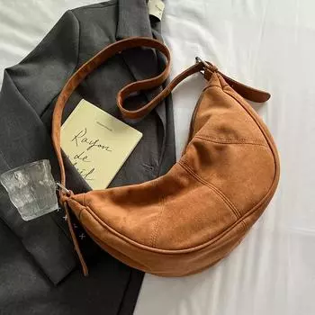 Женская мода искусственная замша мягкие сумки и кошельки винтаж 2024 зима новый тренд Y2K подмышечная сумка женская сумка через плечо коричневый