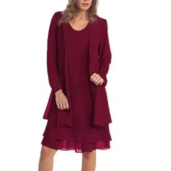 Женская мода из двух частей очаровательные однотонные кружевные платья для матери невесты XXL винный