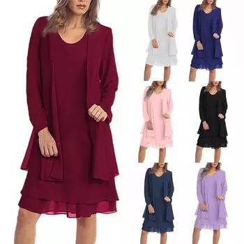 Женская мода из двух частей очаровательные однотонные кружевные платья для матери невесты XXL розовый