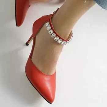 Женская мода из натуральной кожи красного цвета женские вечерние платья на каблуках