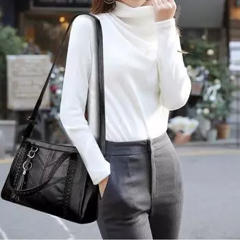 Женская мода Элегантная мягкая сумка из искусственной кожи Сумки на плечо Сумки через плечо Большая сумка One Size