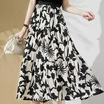 Женская мода Юбка с высокой талией Дамское элегантное вечернее шифоновое платье One Size