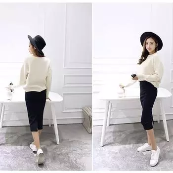 Женская мода Юбки Пакет Хип Сплит Чистый цвет Трикотажная хлопковая тонкая юбка one size темно серый