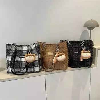 Женская мода клетчатая вышитая сумка через плечо из холста сумки-мессенджеры сумки-тоут идеальная сумка-мессенджер классическая сумка для поездок на работу