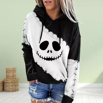 Женская мода коричневый бабочка принт свободные толстовки топы блузка свитшот повседневный длинный рукав пуловер топы XS синий