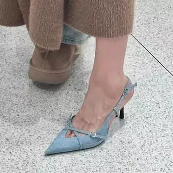 Женская мода, ковбойские туфли на высоком каблуке-шпильке с острым носком 40 синий