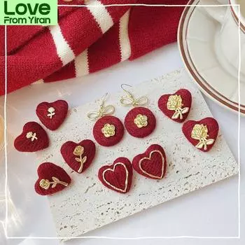 Женская мода красные сердечки розы серьги-гвоздики новые свадебные ювелирные изделия Pendientes оптом