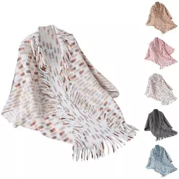 Женская мода красочная клетчатая вязаная кисточка накидка повседневный свободный свитер накидка One Size розовый