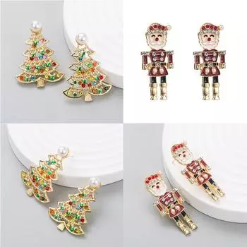 Женская мода, креативные серьги из сплава с бриллиантами и жемчугом, темпераментные фестивальные красочные 3.6*1.6cm