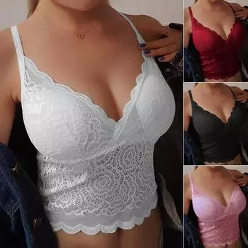 Женская мода, кружевной топ без косточек с цветочным принтом, летние топы на бретелях с v-образным вырезом, укороченный топ, бюстгальтер на бретельках, женский жилет-бюстгальтер, нижнее белье One Size розовый