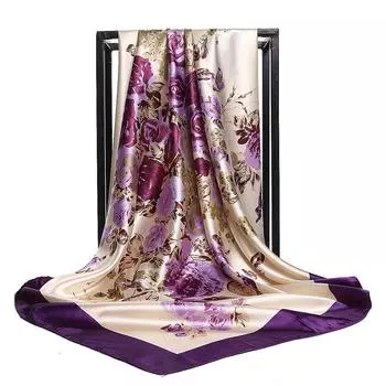 Женская мода квадратный винтажный принт атласный шейный платок солнцезащитный шарф шарфы шаль высокое качество 1 шт 90*90 см 90-90cm