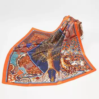 Женская мода квадратный винтажный принт атласный шейный платок солнцезащитный шарф шарфы шаль высокое качество 1 шт 90*90 см 90-90cm