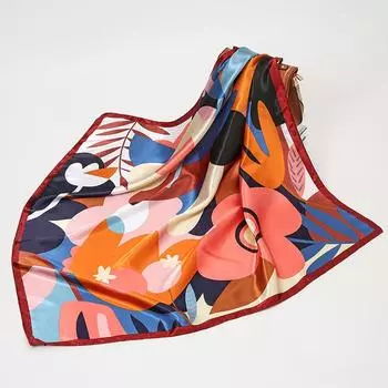 Женская мода квадратный винтажный принт атласный шейный платок солнцезащитный шарф шарфы шаль высокое качество 1 шт 90*90 см 90-90cm