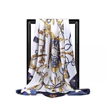 Женская мода квадратный винтажный принт атласный шейный платок солнцезащитный шарф шарфы шаль высокое качество 1 шт 90*90 см 90-90cm