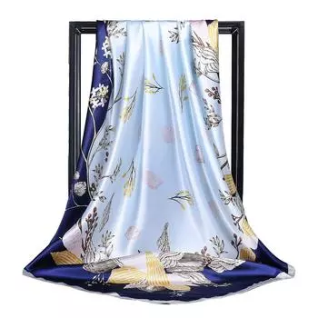 Женская мода квадратный винтажный принт атласный шейный платок солнцезащитный шарф шарфы шаль высокое качество 1 шт 90*90 см 90-90cm