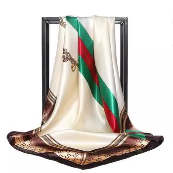 Женская мода квадратный винтажный принт атласный шейный платок солнцезащитный шарф шарфы шаль высокое качество 1 шт 90*90 см 90-90cm