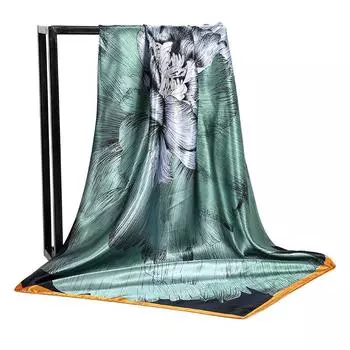 Женская мода квадратный винтажный принт атласный шейный платок солнцезащитный шарф шарфы шаль высокое качество 1 шт 90*90 см 90-90cm