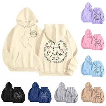 Женская мода легкий длинный рукав пуловер толстовки с капюшоном с карманами графическая толстовка XL