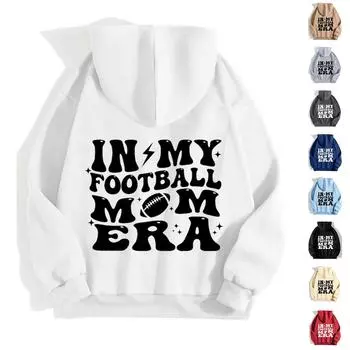 Женская мода легкий длинный рукав пуловер толстовки с капюшоном с карманами графическая толстовка S белый