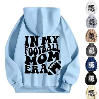 Женская мода легкий длинный рукав пуловер толстовки с капюшоном с карманами графическая толстовка S