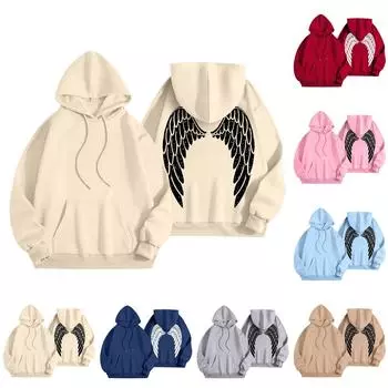 Женская мода легкий длинный рукав пуловер толстовки с капюшоном с карманами графическая толстовка L верблюд