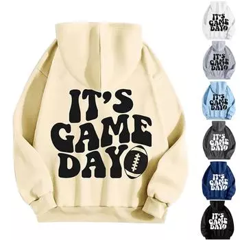 Женская мода легкий длинный рукав пуловер толстовки с капюшоном с карманами графическая толстовка M