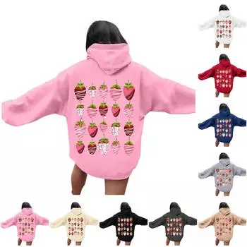 Женская мода легкий длинный рукав пуловер толстовки с капюшоном с карманами графическая толстовка L чёрный