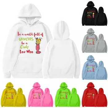 Женская мода легкий пуловер с длинным рукавом рождественская модная толстовка с капюшоном L