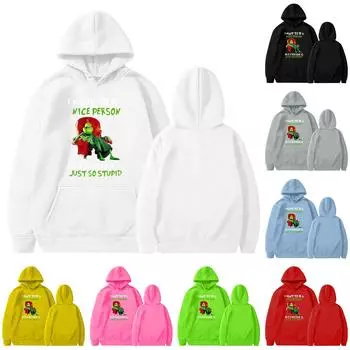 Женская мода легкий пуловер с длинным рукавом рождественская модная толстовка с капюшоном L красный