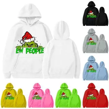 Женская мода легкий пуловер с длинным рукавом рождественская модная толстовка с капюшоном XXXL красный