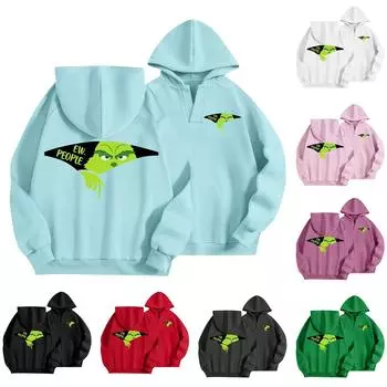 Женская мода, легкий свитер с длинным рукавом, толстовка с капюшоном, свободный свитшот с графическим принтом XXL чёрный