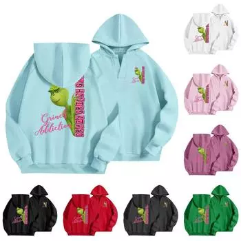 Женская мода, легкий свитер с длинным рукавом, толстовка с капюшоном, свободный свитшот с графическим принтом M чёрный