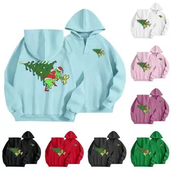 Женская мода, легкий свитер с длинным рукавом, толстовка с капюшоном, свободный свитшот с графическим принтом M зелёный