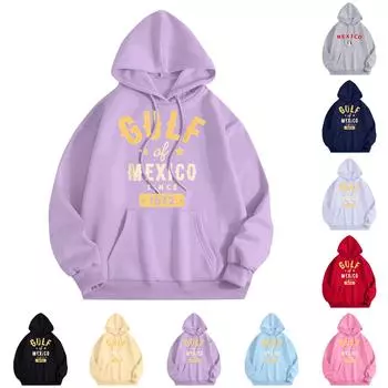 Женская мода, легкий свитер с длинными рукавами и карманами, толстовка с капюшоном с принтом Мексики L армия зеленый