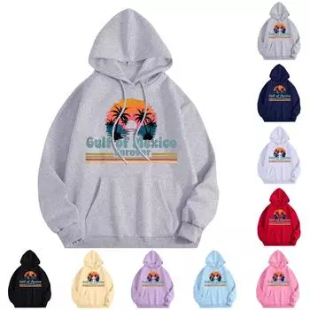 Женская мода, легкий свитер с длинными рукавами и карманами, толстовка с капюшоном с принтом Мексики L армия зеленый