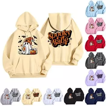 Женская мода, легкий женский свитер с длинными рукавами и карманами, толстовка с капюшоном на Хэллоуин XL бежевый