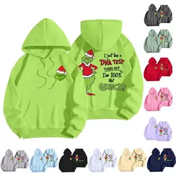 Женская мода, легкий женский свитер с длинными рукавами и карманами, рождественская толстовка с капюшоном L