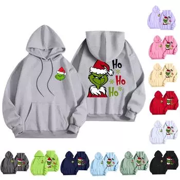 Женская мода, легкий женский свитер с длинными рукавами и карманами, рождественская толстовка с капюшоном XL