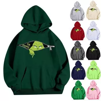 Женская мода, легкий женский свитер с длинными рукавами и карманами, рождественская толстовка с капюшоном XL