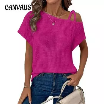 Женская мода летний трикотажный топ с открытыми плечами S розы красного