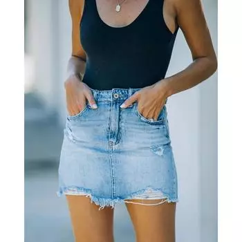 Женская мода, летняя джинсовая юбка с высокой талией, джинсовая посылка, юбка на бедрах, брюки, шорты S светло-синий