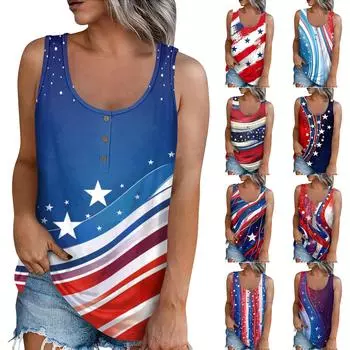 Женская мода, летняя майка с круглым вырезом, легкая майка без рукавов с принтом XXXXL
