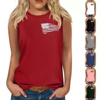 Женская мода, летняя майка с круглым вырезом, легкая майка без рукавов с принтом XL белый