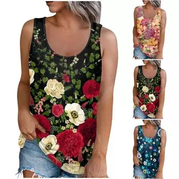 Женская мода, летняя майка с круглым вырезом, легкая майка без рукавов с принтом L оранжевый